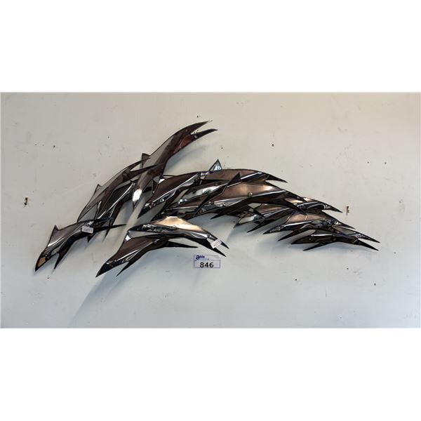 SCULPTED METAL FISH WALL ART: APPROX. 48.5" X 21"