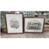 Image 1 : (2) FRAMED ORIGINAL WATERCOLOUR & INK PAINTINGS: STAMPED IN LOWER RIGHT CORNER