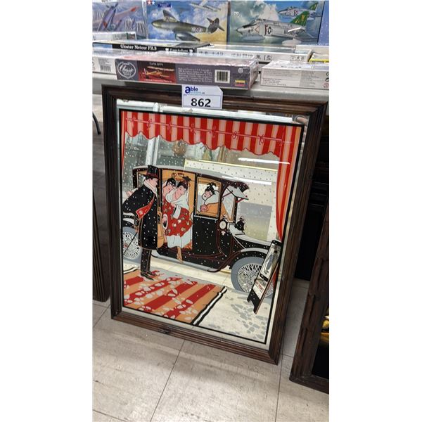 VINTAGE 1960'S ART NOUVEAU FRENCH VICTORIAN ILLUSTRATION MIRROR