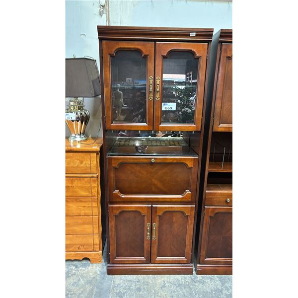 WOOD SECRETARY CABINET WITH FOLD OUT DESK