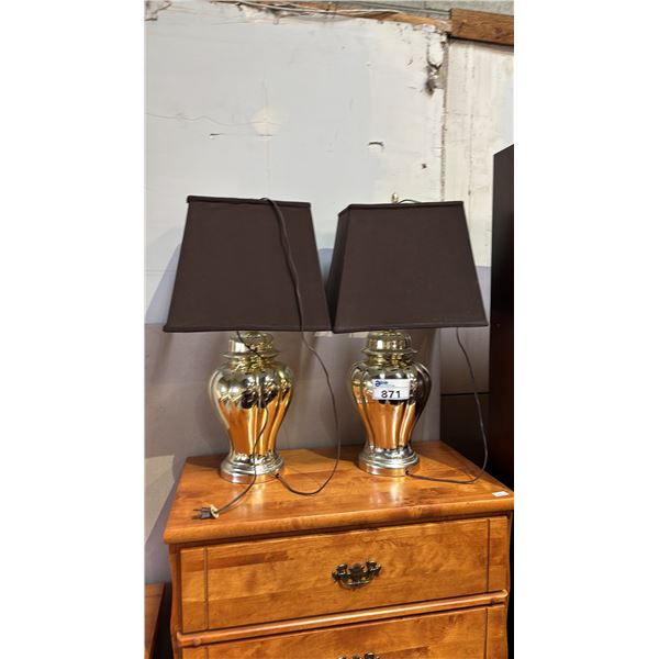PAIR OF URN STYLE TABLE LAMPS WITH SHADES