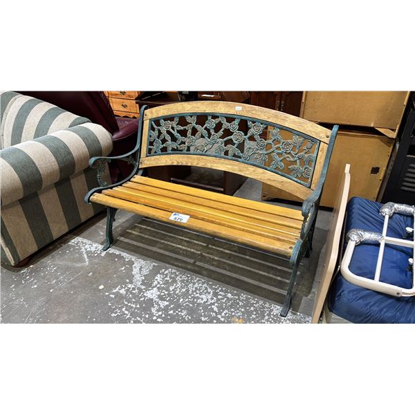 WOOD AND METAL OUTDOOR BENCH