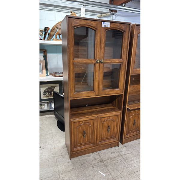 WOOD INTERIOR LIT DISPLAY CABINET