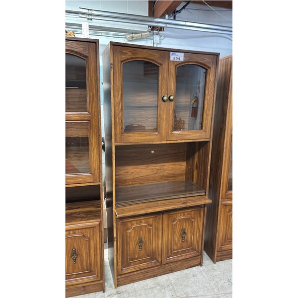 WOOD INTERIOR LIT DISPLAY CABINET