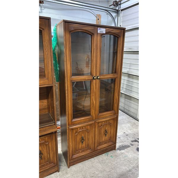 WOOD INTERIOR LIT DISPLAY CABINET