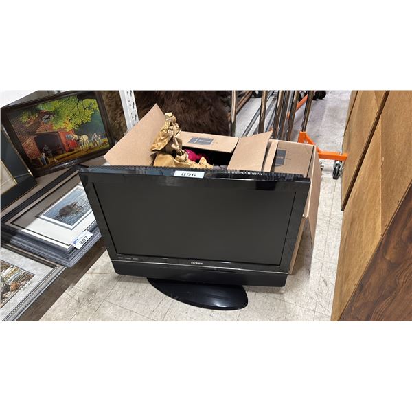 PROVIEW 32" TV, BOX OF ASSORTED ELECTRONICS & BOX OF ELECTRONICS & HOUSEHOLD GOODS
