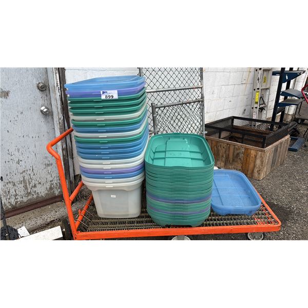 STACK OF TOTES WITH LIDS