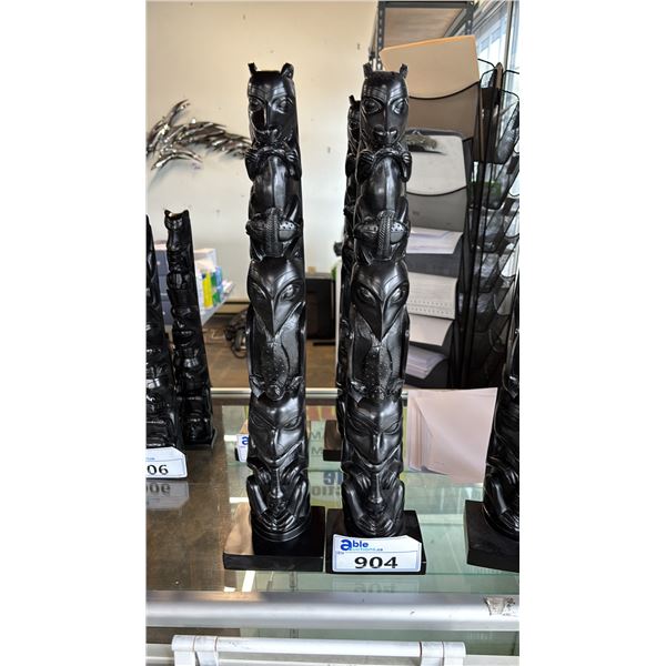 (2) CARVED REPLICA FIRST NATIONS 21.5" TOTEM POLES