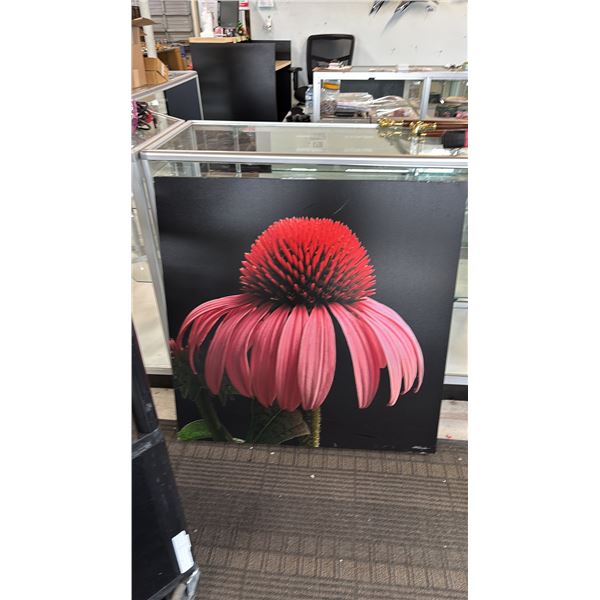 LARGE FLORAL CANVAS PRINT 36" X 36" *SOME DAMAGE TO CANVAS*