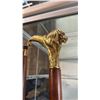 Image 2 : (3) HARDWOOD CANES WITH BRASS LION HEAD HANDLES & 1 EXTRA BRASS & ENAMEL INLAY HANDLE