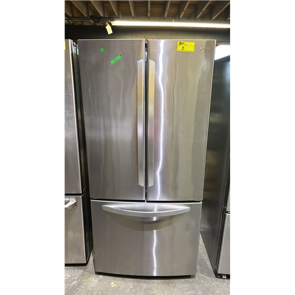 LG STAINLESS STEEL FRENCH DOOR FRIDGE WITH ROLLOUT FREEZER 32.5"W