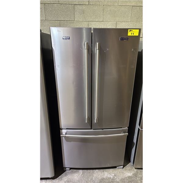 MAYTAG STAINLESS STEEL FRENCH DOOR FRIDGE WITH ROLLOUT FREEZER32.5"W