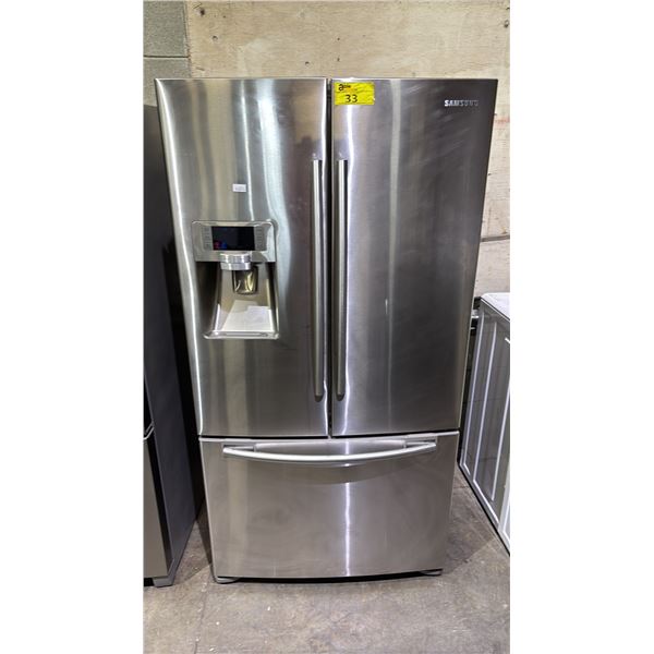 SAMSUNG STAINLESS STEEL FRENCH DOOR FRIDGE WITH ROLLOUT FREEZER & WATER/ICE DISPENSER 36"W