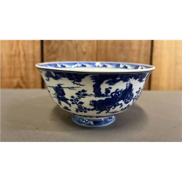 BLUE & WHITE FIGURAL BOWL
