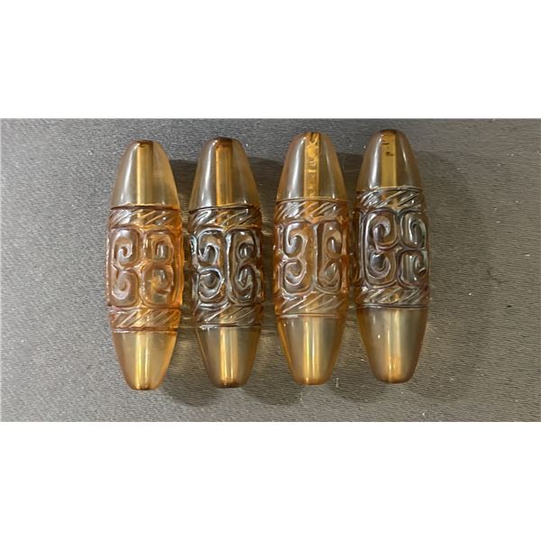 (4) ROCK CRYSTAL DZI BEADS