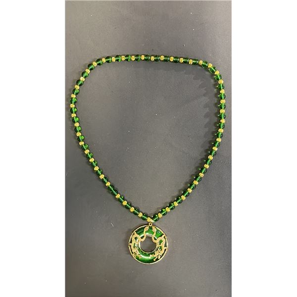 SPINACH GREEN DRAGON INLAID NECKLACE