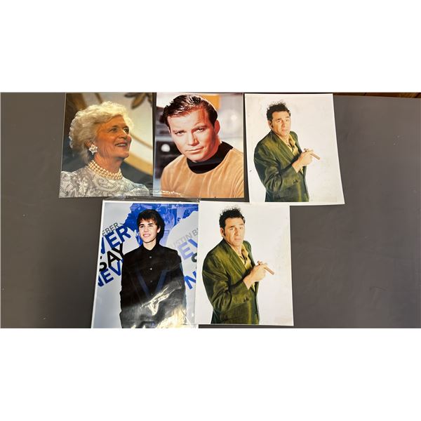 STACK OF BARBARA BUSH, WILLIAM SHATNER & JUSTIN BEIBER PHOTOS