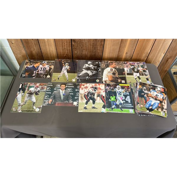 STACK OF ASSORTED NFL FOOTBALL 8" X 10" PHOTOS: KERRY COLLINS, BRETT FAVRE, DOUG WILLIAMS & MORE
