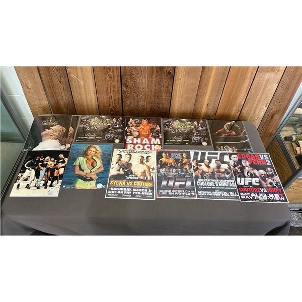 STACK OF ASSORTED 8"X 10' WRESTLING & UFC PHOTOS: GANGREL, SABLE, SYLVIA VS COUTURE & MORE