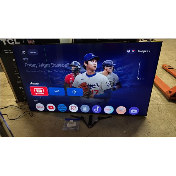 *TESTED WORKING* TCL GOOGLE 75" TV WITH POWER CORD, STAND & REMOTE (2 DEAD PIXEL LINES ON SCREEN)