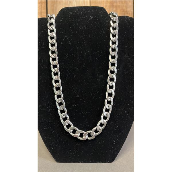 *NEW* PLATINUM PLATED 12MM CUBAN LINK NECKLACE - 19" LONG