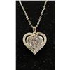 Image 2 : *NEW* .925 SILVER 3CT SIMULATED DIAMOND (CZ) HEART HALO NECKLACE: 16" - 18" LONG