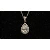 Image 2 : *NEW* STERLING SILVER 2CT PEAR CUT SIMULATED DIAMOND (CZ) HALO NECKLACE: 16" - 18" LONG