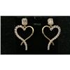 Image 1 : *NEW* 18K GOLD PLATED 1CT EMERALD CUT PINK SIMULATED DIAMOND (CZ) HEART DANGLE EARRINGS