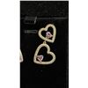 Image 2 : *NEW* 14K GOLD PLATED 1 CTW HEART CUT PINK SIMULATED DIAMOND (CZ) HEART DANGLE EARRINGS