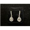Image 1 : *NEW* .925 SILVER PEAR CUT SIMULATED DIAMOND (CZ) HALO DANGLE EARRINGS: 2CT EACH EARRING