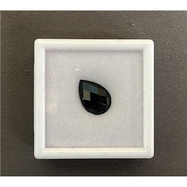 4.1 CT PEAR CUT NATURAL BLACK ONYX: UNTREATED (10MM X 14.3MM)