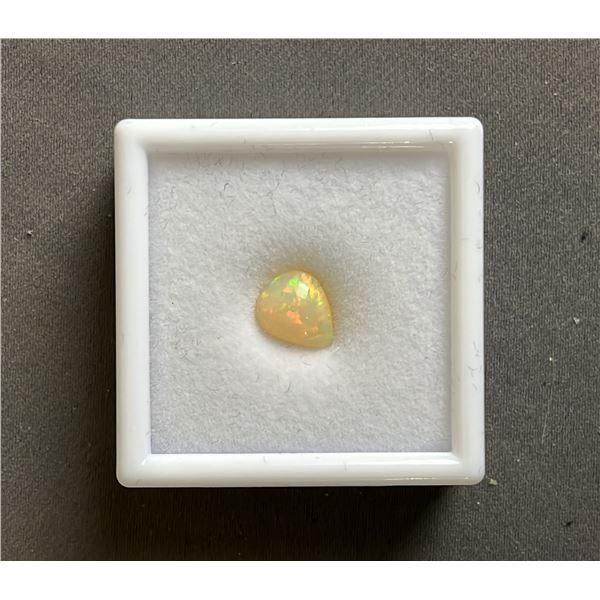 2CT PEAR CABOCHON NATURAL WHITE FIRE OPAL: UNTREATED (8.2MM X 10.2MM)