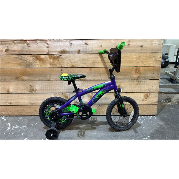 HUFFY THE HULK KIDS BIKE WITH TRAINING WHEELS