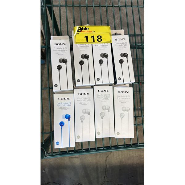 (8) PAIRS OF ASSORTED SONY COMFORTABLE FIT EARBUDS