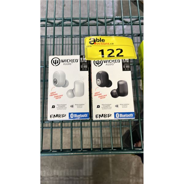 (2) PAIRS OF ASSORTED WICKED EMBR WIRELESS EARBUDS