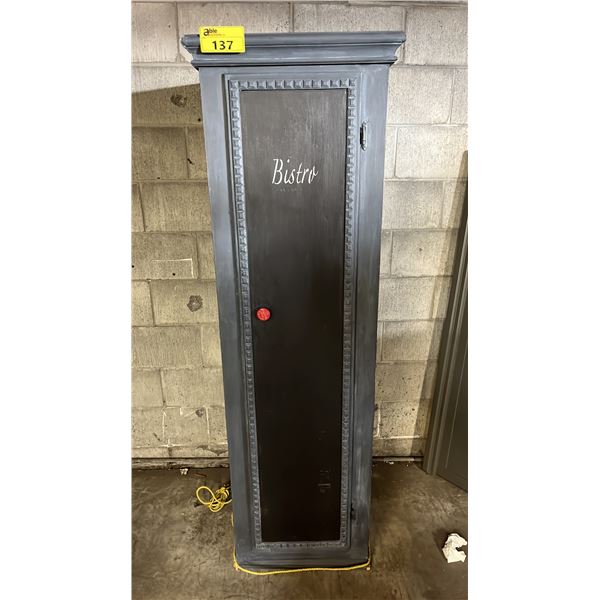 WOOD "BISTRO" CABINET 18" X 22" X 66" (SOME COSMETIC DAMAGE)