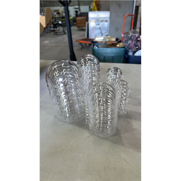 CASE OF CLEAR PLASTIC WEDDING DECOR