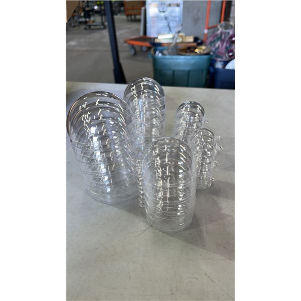 CASE OF CLEAR PLASTIC WEDDING DECOR