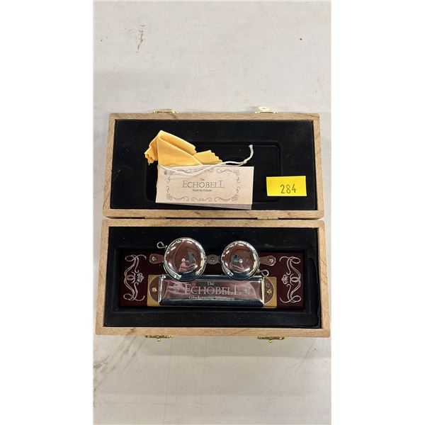 HOHNER "THE ECHO BELL" HARMONICA IN WOOD CASE