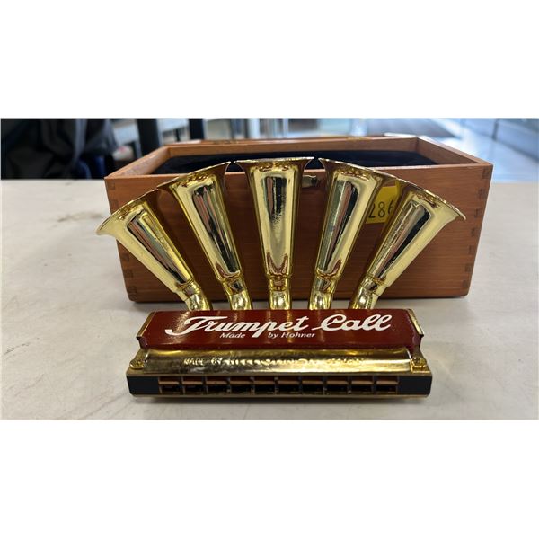 HOHNER TRUMPET CALL HARMONICA IN ORIGINAL WOOD BOX