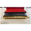 Image 3 : HOHNER SUPER 64X CHROMATIC HARMONICA IN ORIGINAL CASE