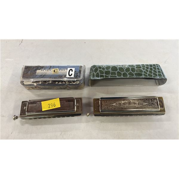 HONHER SLIDE HARP IN KEY C & HOHNER SUPER SUPER CHOMONICA CHROMATIC HARP IN KEY G