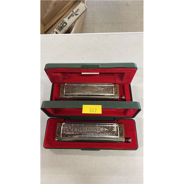 (2) HOHNER SUPER CHROMONICA CHROMATIC HARMONICAS IN CASES