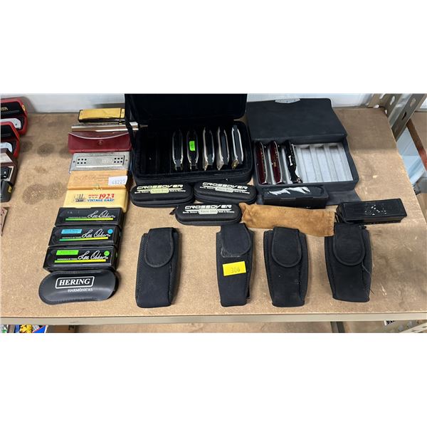 COLLECTION OF ASSORTED HARMONICAS & EMPTY HARMONICA CASES