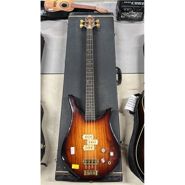 BASS GUITAR IN FENDER HARD CASE: *MISSING ELECTRONICS CAVITY COVER*