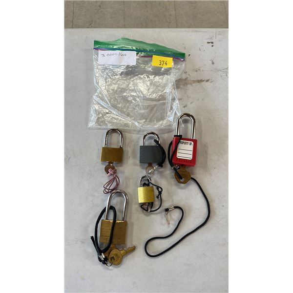 (5) ASSORTED PADLOCKS WITH KEYS