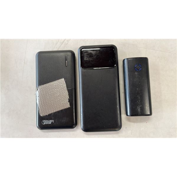 (3) ASSORTED POWER BANKS *NO CHARGING CABLES*