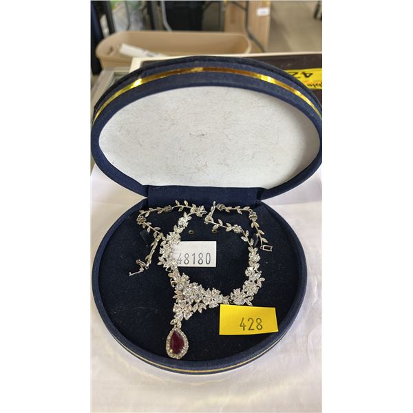 .925 STERLING SILVER & CRYSTAL NECKLACE
