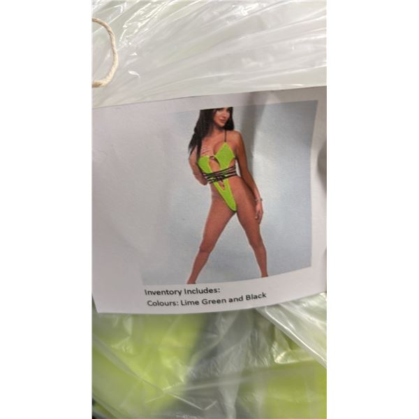 *NEW* BAG OF LIME GREEN & BLACK BATHING SUITS: 24 LG, 24 XL