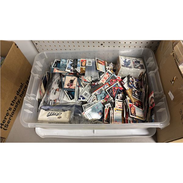 BOX OF ASSORTED HOCKEY TRADING CARDS: SOME SEALED PACKAGES